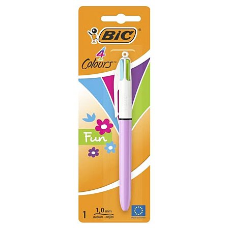 Bic 4Colours Fun - 1 stylo-bille rétractable à 4 couleurs sous blister - pointe moyenne