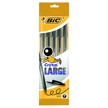 Bic Cristal Large - paquet de 5 stylo-bille à pointe large
