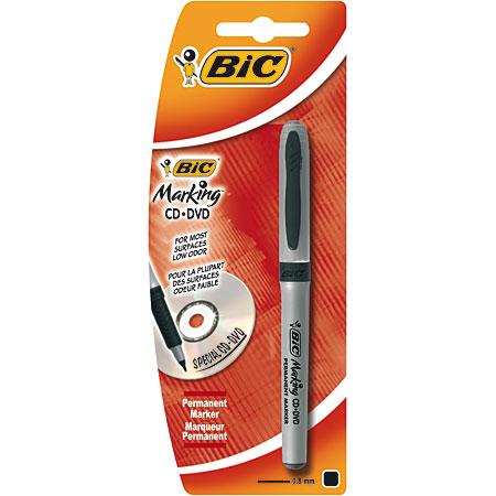 Bic Marking CD-DVD - marqueur CD-DVD permanent sous coque - pointe conique (0,7mm) - noir