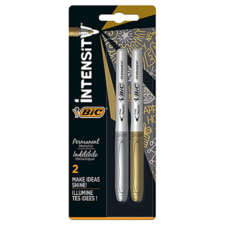 Bic Intensity - 2 assorted permanent markers - medium tip (1.8mm) - gold & silver