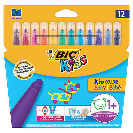 Bic Kids Kid Couleur Baby - card box - 12 assorted fibre pens