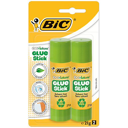 Bic Ecolutions Glue Stick - pakje van 2 oplosmiddelvrije plakstiften - 21gr