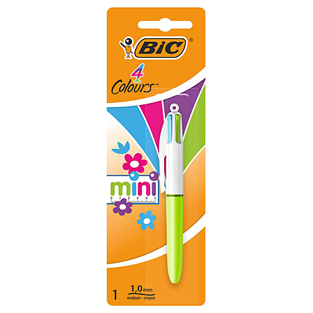 Bic 4Colours Fun Mini - stylo-bille rétractable à 4 couleurs - pointe moyenne - sous coque