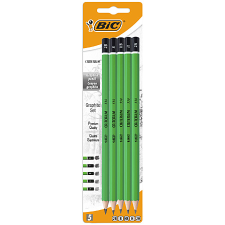 Bic Criterium 550 - 5 assorted graphite pencils (2B-B-HB-H-2H)