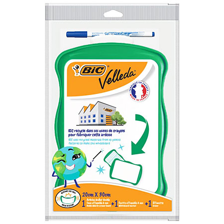 Bic Velleda - set of 1 white board made with recycled materials, 1 marker & 1 eraser - 21x33cm
