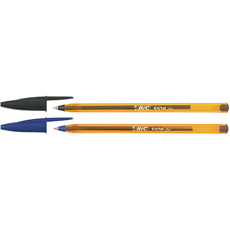 Lot De 12 Stylos Bille BIC CRISTAL FINE - Pointe Fine 0.8 Mm - Encre Rouge - Corps Transparent Orange