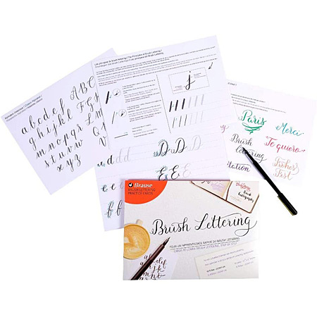 Brause 15 practice cards for brush lettering - french-english