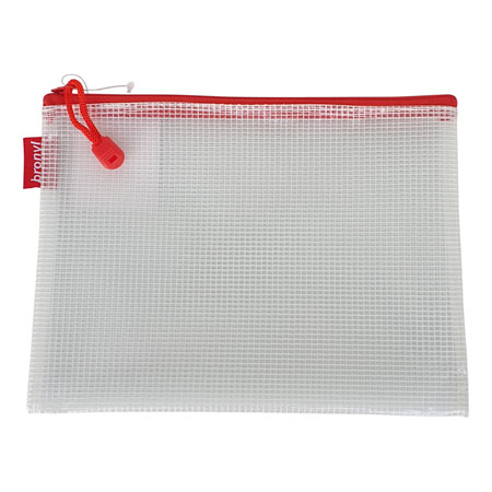 Bronyl pochette pour documents - plastique transparent - fermeture éclair - B6 - rouge