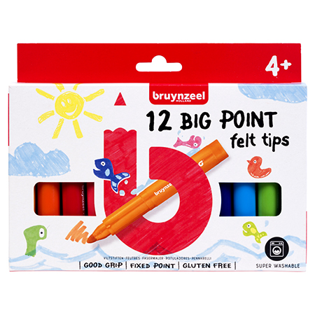Bruynzeel Kids Big Point - étui en carton - assortiment de 12 feutres de coloriage jumbo