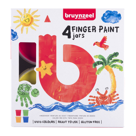 Bruynzeel Kids Finger Paint - vingerverf - set van 4 potten van 85 ml