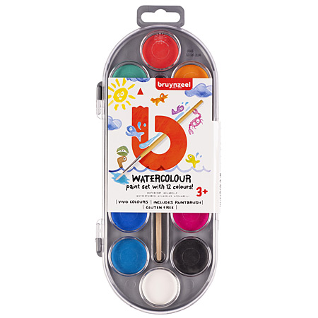 Bruynzeel Kids Watercolour - aquarelle pour enfants - boîte en plastique - 12 godets