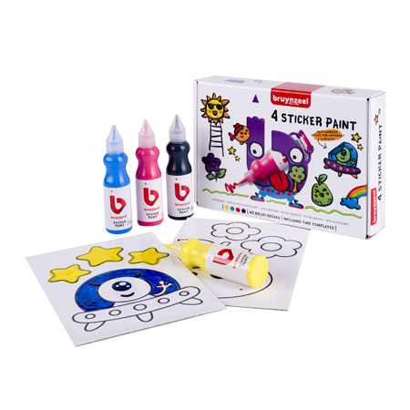 Bruynzeel Kids Sticker Paint - peinture pour autocollants - set de 4 tubes de 50ml