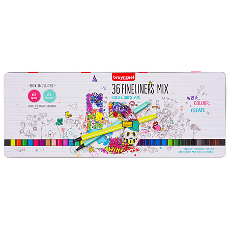 Bruynzeel Fineliners Collector's Box - tin - 36 assorted fineliners