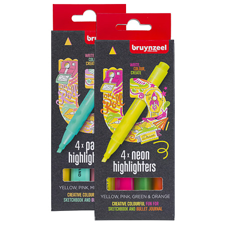 Bruynzeel Cardboard box - 4 assorted highlighters