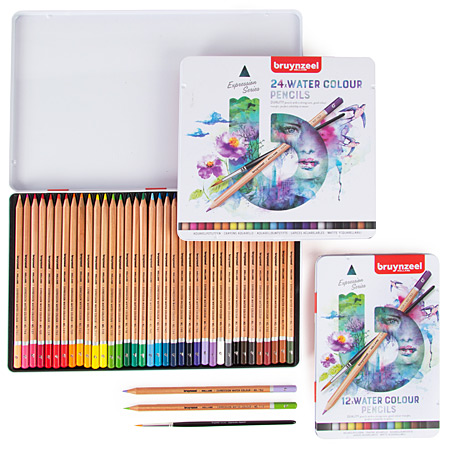Bruynzeel Creative Expression - étui en métal - assortiment de crayons de couleur aquarellables