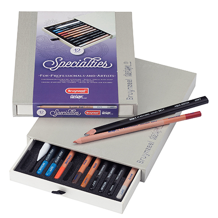 Bruynzeel Design Specialties - cardboard box - 11 assorted pencils & 1 paper stump
