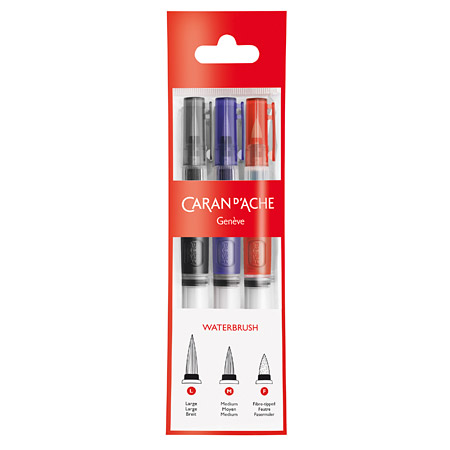Caran d'Ache Set of 3 brushes with water reservoir
