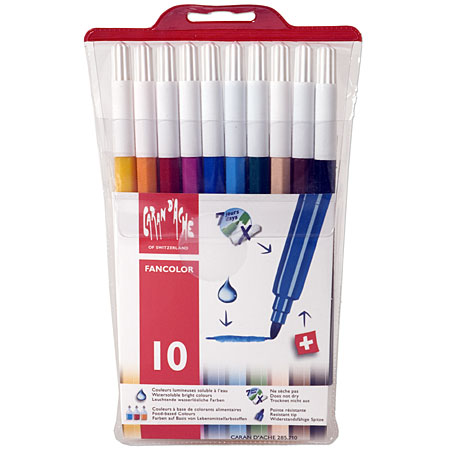 Caran d'Ache Fancolor - plastic pouch - 10 assorted water soluble fibre pens