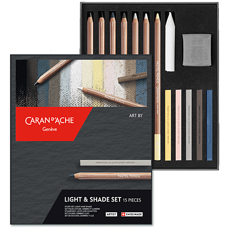 Caran d'Ache Art By - Light & Shade Set - assortiment potloden, pastels & toebehoren (15 stuks) - schaduw & licht