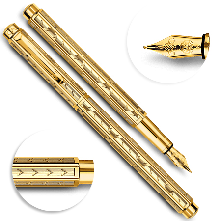 Caran d'Ache Ecridor Chevron - fountain pen - cardboard case - medium - golden