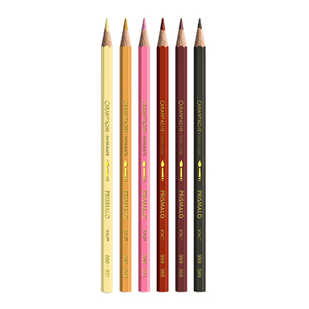 Caran d'Ache Prismalo - étui en carton - assortiment de 6 crayons de couleur aquarellables - portrait