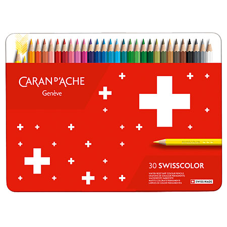 Caran d'Ache Swisscolor Permanent - metal case - assorted colour pencils