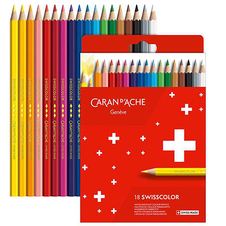 Caran d'Ache Swisscolor Permanent - étui en carton - assortiment de crayons de couleur