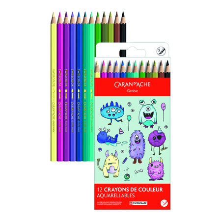 Caran d'Ache Swisscolor Aquarelle - cardboard case - assorted water soluble pencils