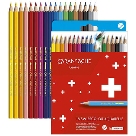 Caran d'Ache Swisscolor Aquarelle - étui en carton - assortiment de crayons de couleur aquarellables