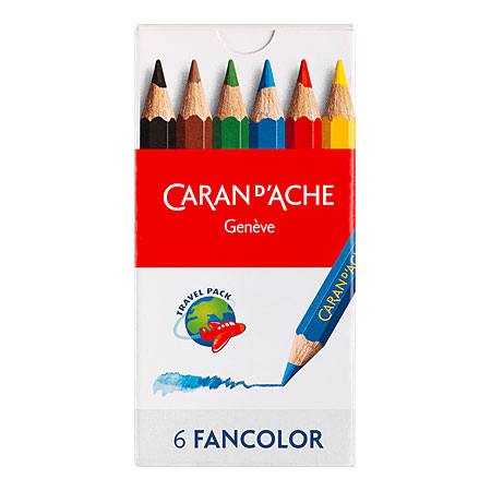 Caran d'Ache Fancolor Mini - Travel Pack - card case - 6 assorted water soluble colour pencils