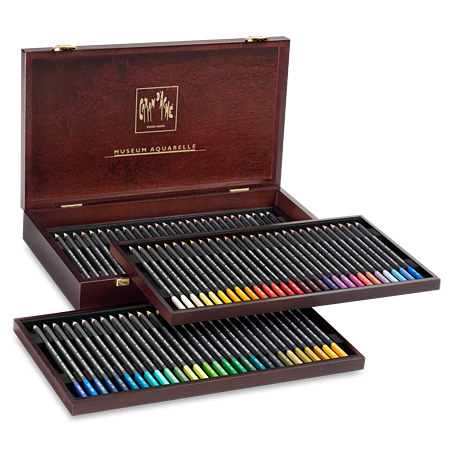 Caran d'Ache Museum Aquarelle - wooden box - 80 assorted watercolour pencils - 76 colours + 4 colours