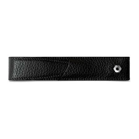 Caran d'Ache Léman - black calfskin leather case for 1 pen - palladium finish
