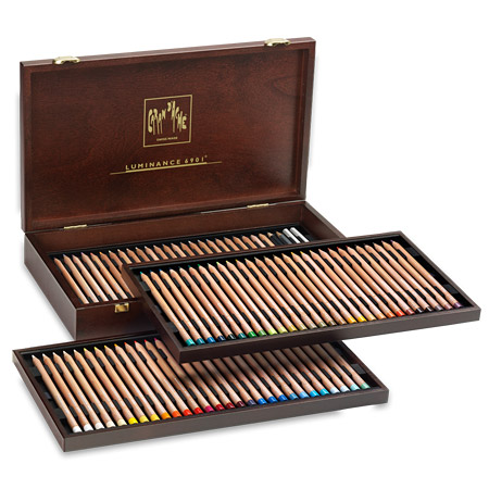 Caran d'Ache Luminance - wooden box - 76 assorted colour pencils + 2 blenders