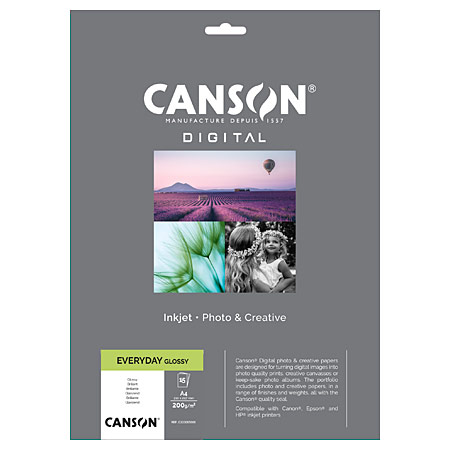 Canson Digital Everyday - papier photo brillant - 200g/m² - pochette 15 feuilles A4