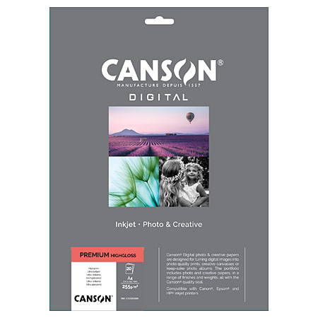 Canson Digital Premium - zeer glanzend fotopapier - 255gr/m² - mapje 50 vellen A4