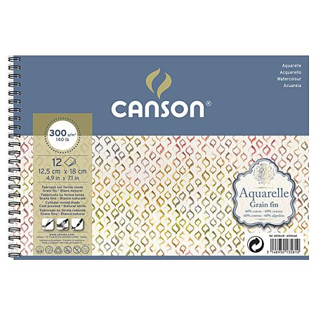 Canson Aquarelle - wirebound watercolour pad - 12 sheets 300g/m² - 12.5x18cm