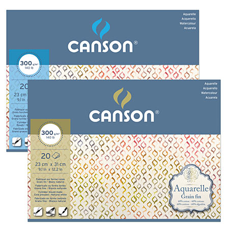 Canson Aquarelle - 20 sheets watercolour pad - 300g/m² - glued on 4 sides