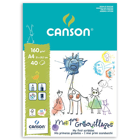 Canson Mes 1ers gribouillages - bloc dessin - 40 feuilles 160g/m² - 21x29.7cm (A4)