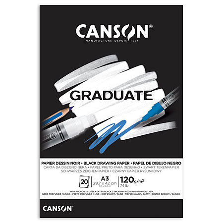 Canson Graduate - tekenblok - 20 zwarte vellen 120gr/m²