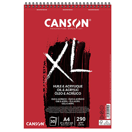Canson XL Oil & Acrylic - wire-bound paper pad - 30 sheets 290g/m²