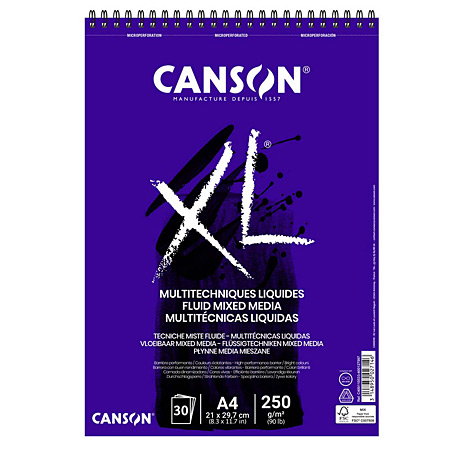 Canson XL Fluid Mixed Media - bloc spiralé - 30 feuilles 250g/m²