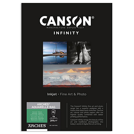 Canson Infinity Arches Aquarelle Rag - papier d'impression digitale - 100% coton - 310g/m²