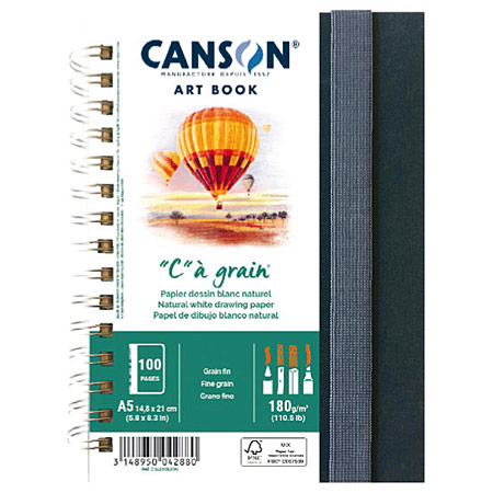Canson Art Book 'C' à grain - wire-bound drawing book - hard cover - 50 sheets 180g/m² - 14.8x21cm (A5)