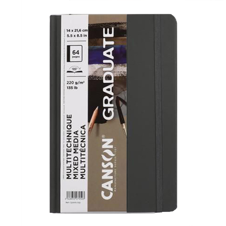 Canson Graduate Mixed Media Grey - book - 32 gery sheets 220g/m² - 14x21.6cm