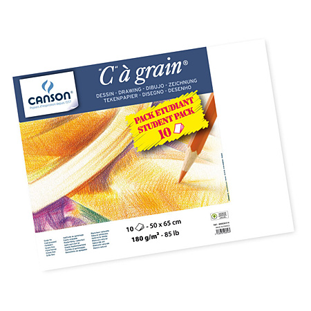 Canson "C" à Grain - papier dessin - paquet de 7 feuilles 50x65cm + 3 gratuites