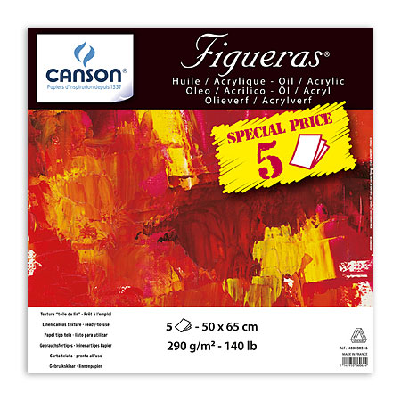 Canson Figueras - papier huile 290g/m² - paquet de 4 feuilles 50x65cm + 1 gratuite
