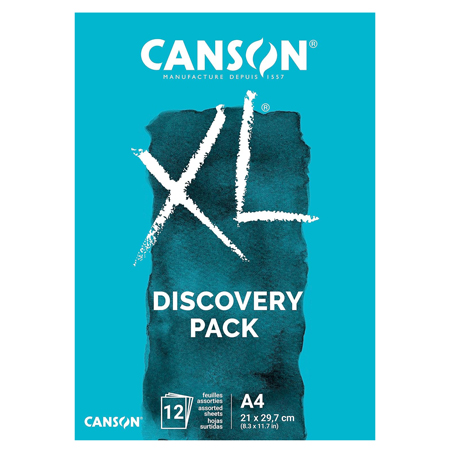 Canson Discovery Pack XL Aquarelle & Mixed Media - pack découverte - 12 feuilles 21x29,7cm (A4)