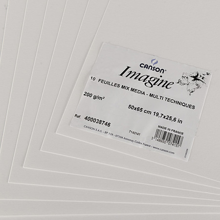 Canson Imagine - papier mixed media - paquet de 10 feuilles 200g/m² - 50x65cm