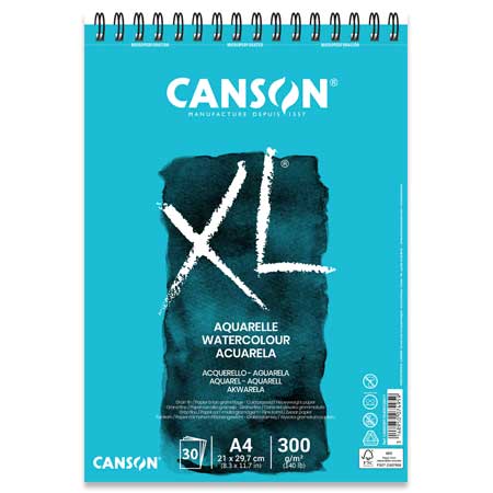 Canson XL Aquarelle - aquarelblok met spiraal - 30 vellen 300gr/m² - fijne korrel