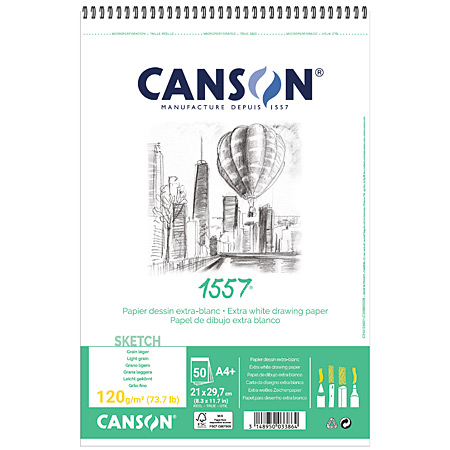 Canson 1557 - wirebound sketch pad - 50 sheets 120g/m²